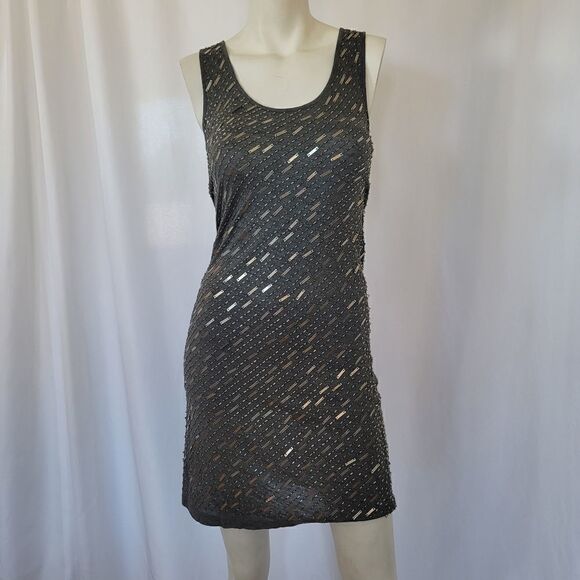 Haute Hippie Grey Embellished Beaded Cocktail Party Dress Size M - Picture 4 of 10